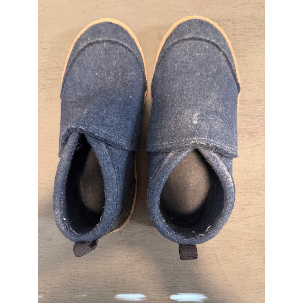 Kyrgies Tengries Navy Blue Wool Felt Slippers Leather Sole Mens 6 Womens 8 EU 38
